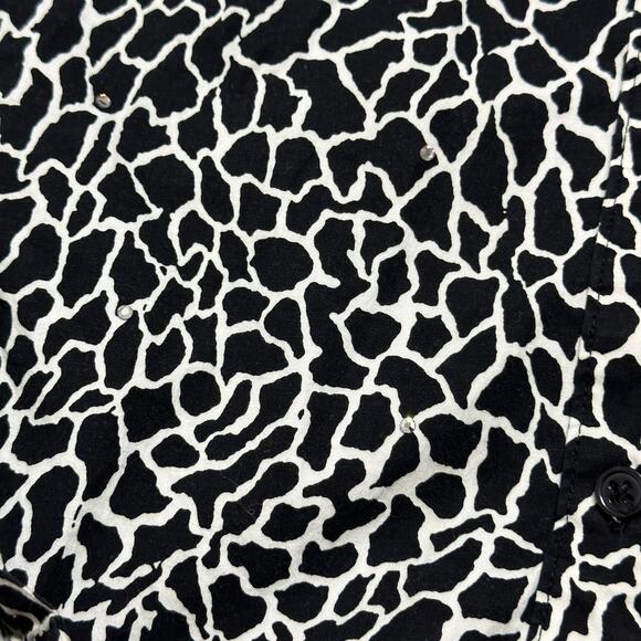 Quacker Factory Button Up Shirt Womens Plus 2X Black White Rhinestone Cotton - Picture 3 of 7